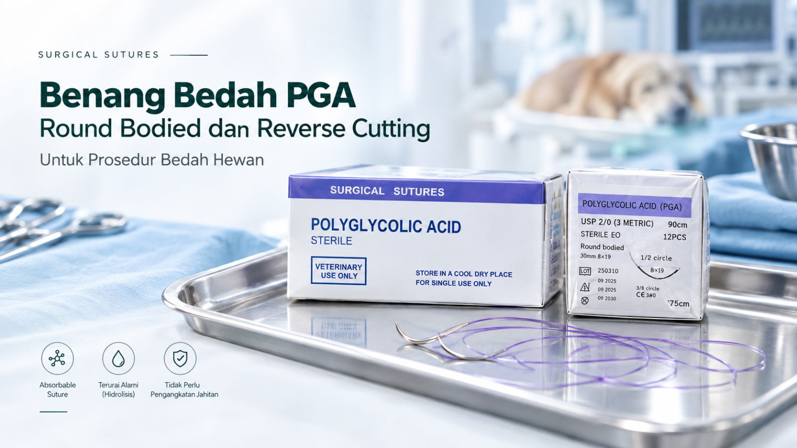Mengenal Benang Bedah PGA: Round Bodied dan Reverse Cutting untuk Prosedur Veteriner